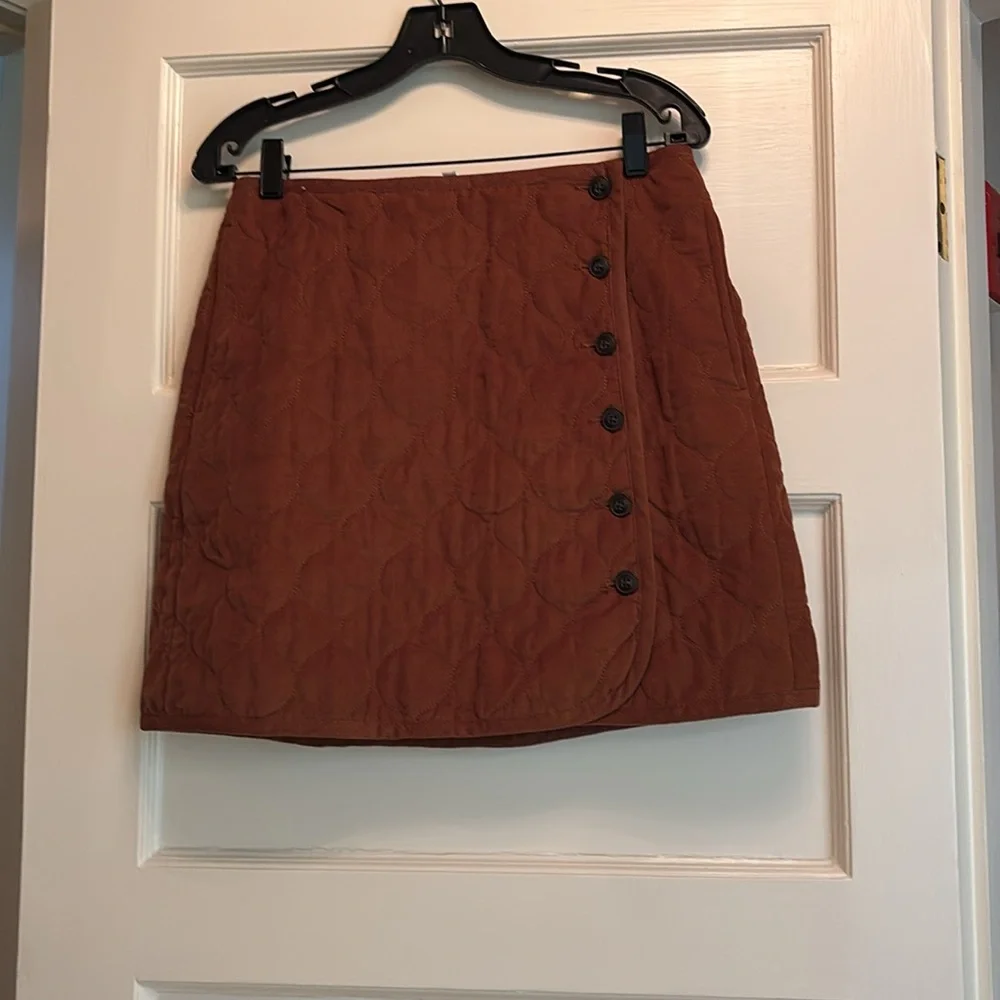 Madewell Corduroy Quilted Brown‎ Button Skirt Size 8